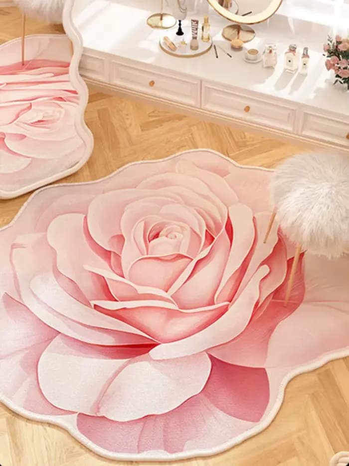 Tapis de fleurs de style français pour chambre à coucher, décoration de salon, miroir de luxe léger,