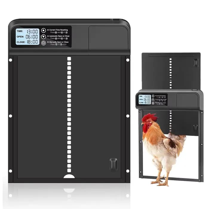 Porte automatique de poulailler, portes de poulailler en aluminium avec minuterie et mécanisme de pr
