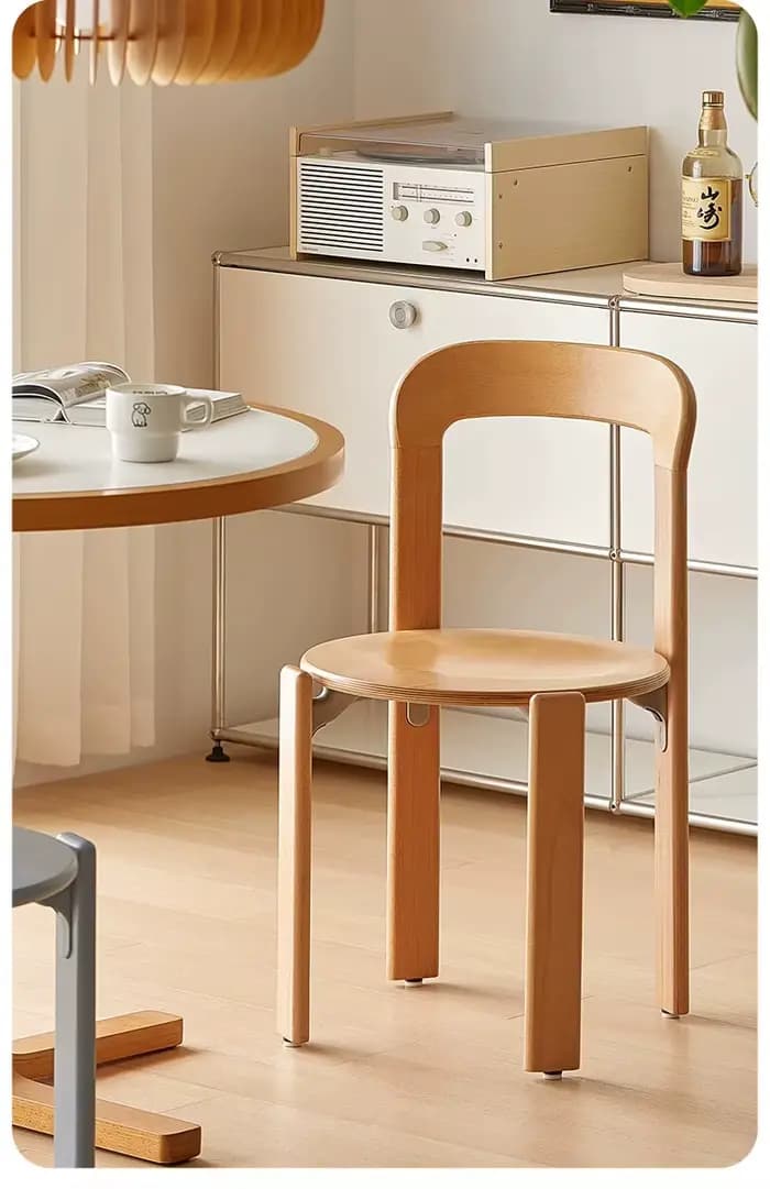 Chaise suisse empilable à dossier incurvé Vintage, comptoir en bois massif de hêtre nordique