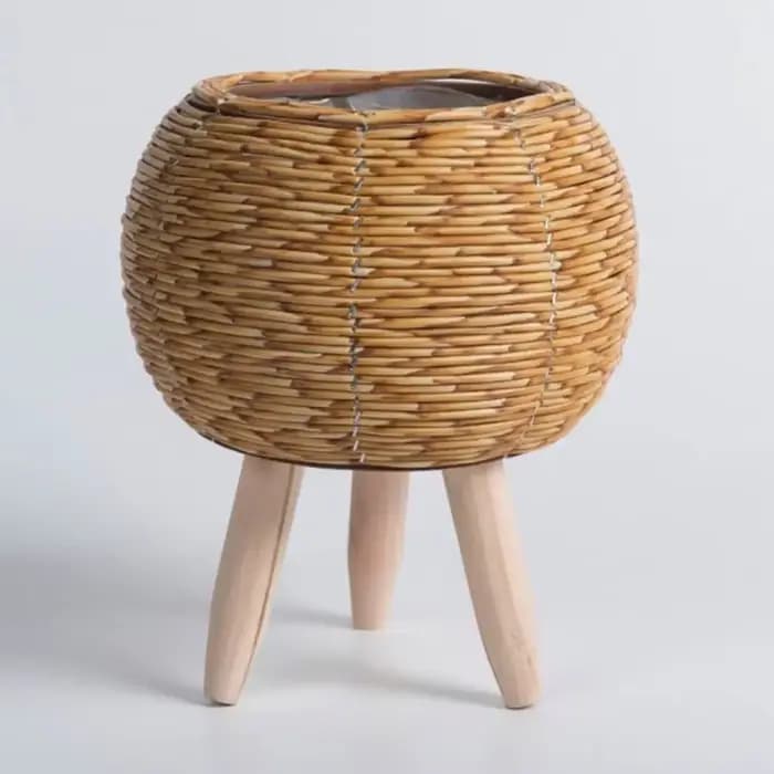 Jardinière créative en rotin tressé avec pieds amovibles, pot à plantes en osier fait main, décorati