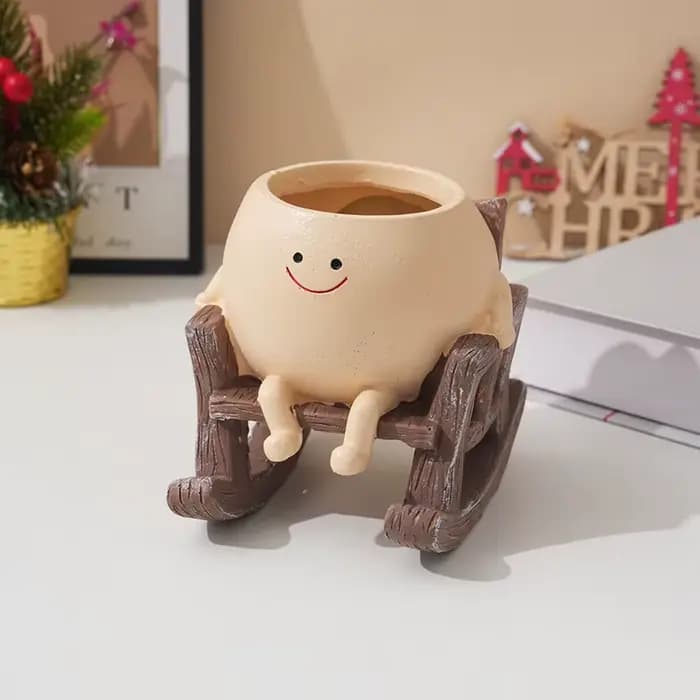 Mini pot de fleur en résine pour chaise à bascule, jardinière succulente décorative, artisanat de ja