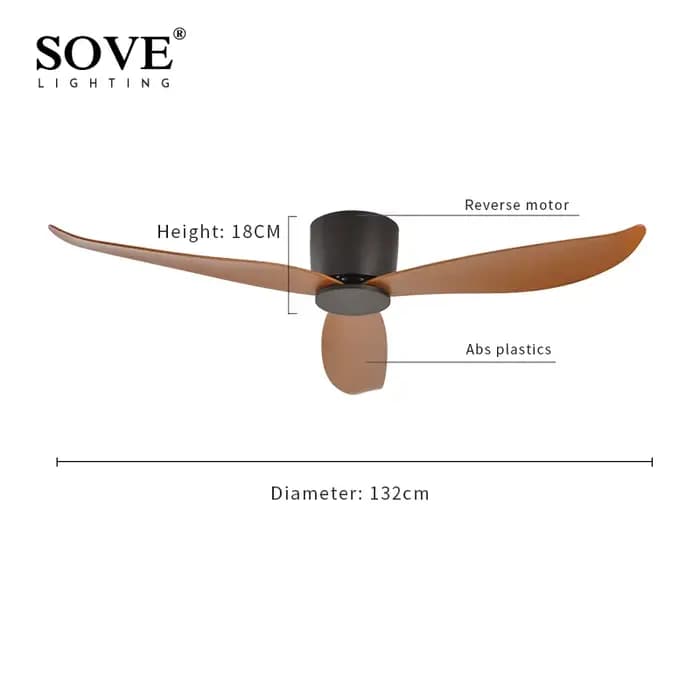 SOVE moderne noir blanc bas plancher moteur à courant continu 30W ventilateurs de plafond avec téléc