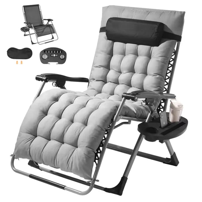SucceBuy Zero Gravity Chair Zero Gravity Chaise longue inclinable réglable Anti-gravité avec coussin