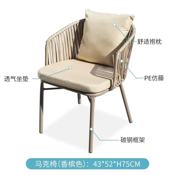Ensemble de table et de chaises d'extérieur 2 pièces, chaises en rotin PE tressé, chaises en alumini