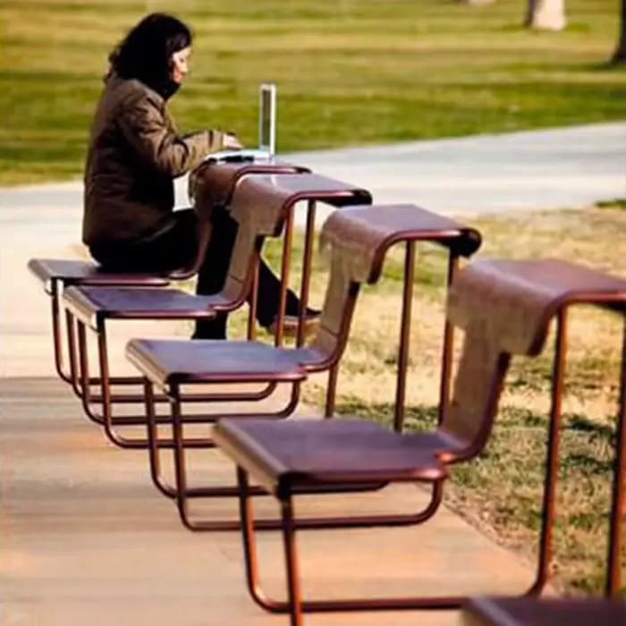 Meubles urbains extérieurs banc extérieur en métal marron banc de rue de jardin en fer forgé