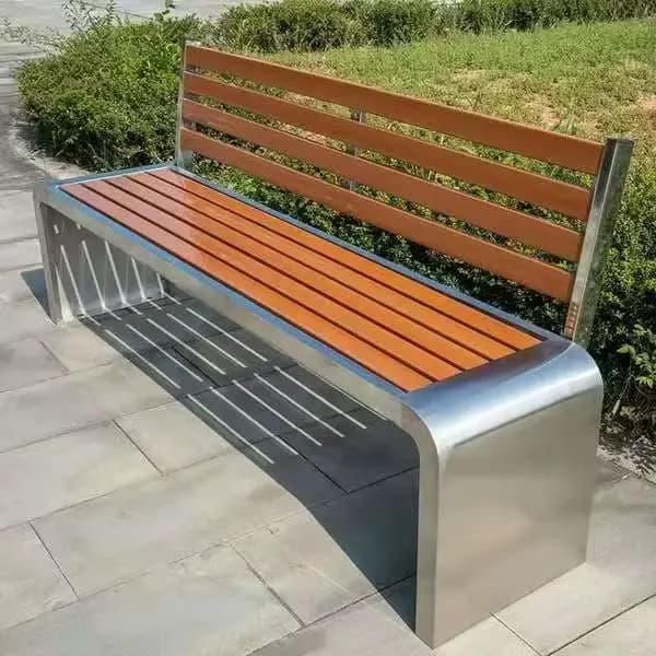Banc de jardin extérieur 4 places en bois massif, moderne et élégant, pour meubles de parc ou de rue