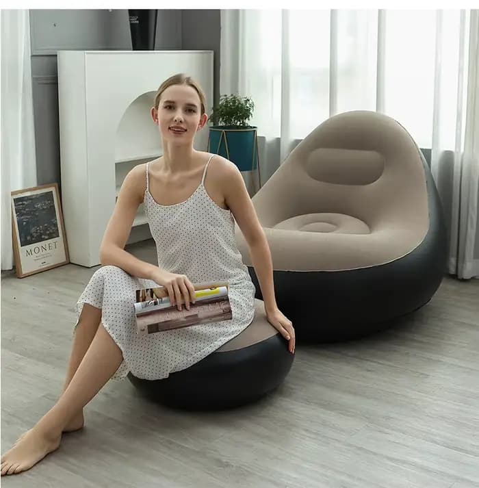Chaise longue gonflable pour adultes, canapé paresseux Portable pliable avec tabouret, canapé d'air 