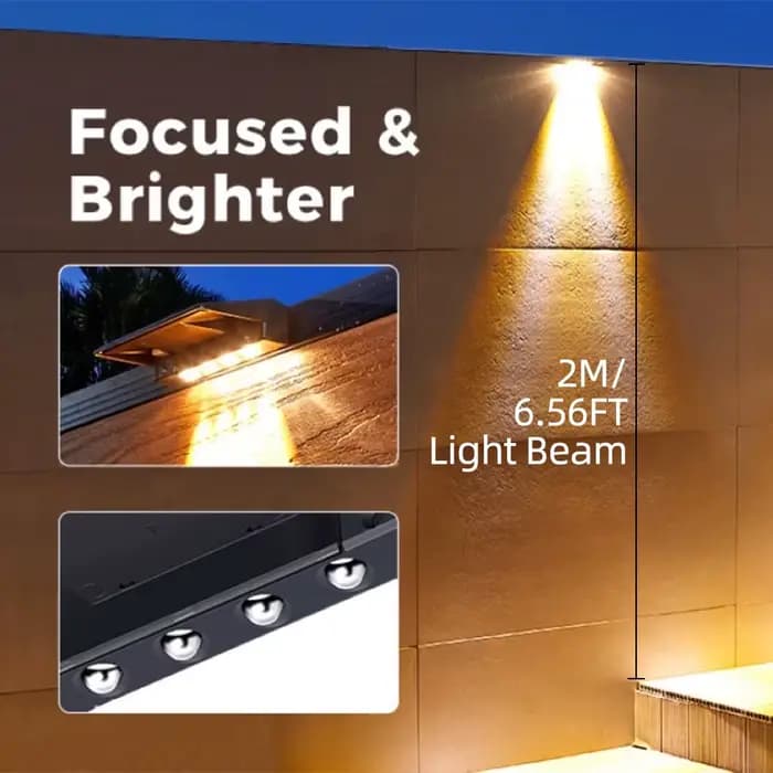 Paquet de 2 appliques murales solaires 4 LED lumières de clôture solaire lumières de pont solaires i