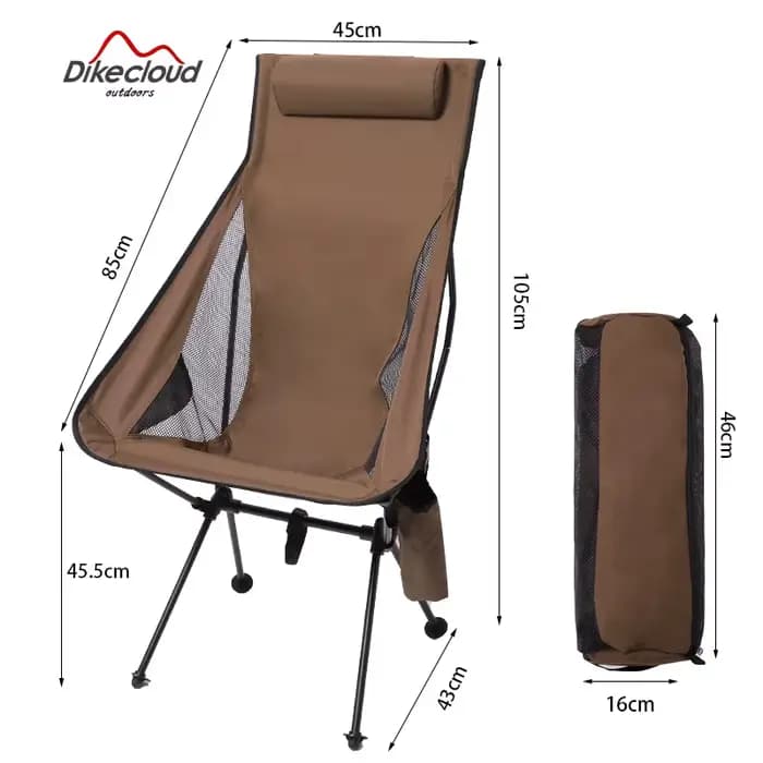Chaise Moon, chaise pliante inclinable d'extérieur, chaise de pêche, sac porte-gobelet avec coussin,