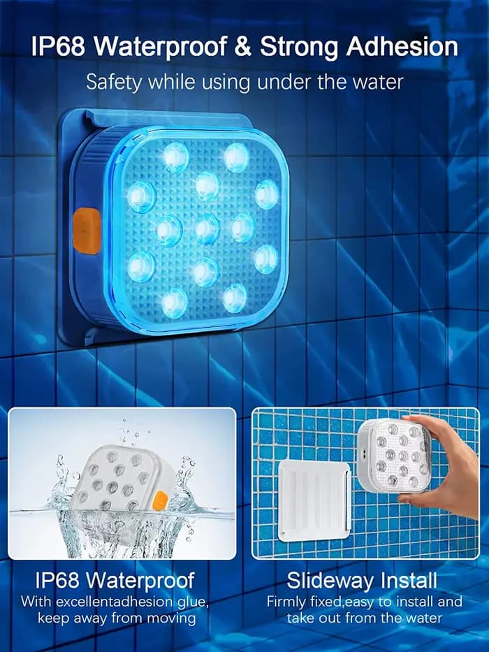 Lampe de piscine LED SubSN aste avec télécommande, lumière sous-marine avec minuterie et changement 
