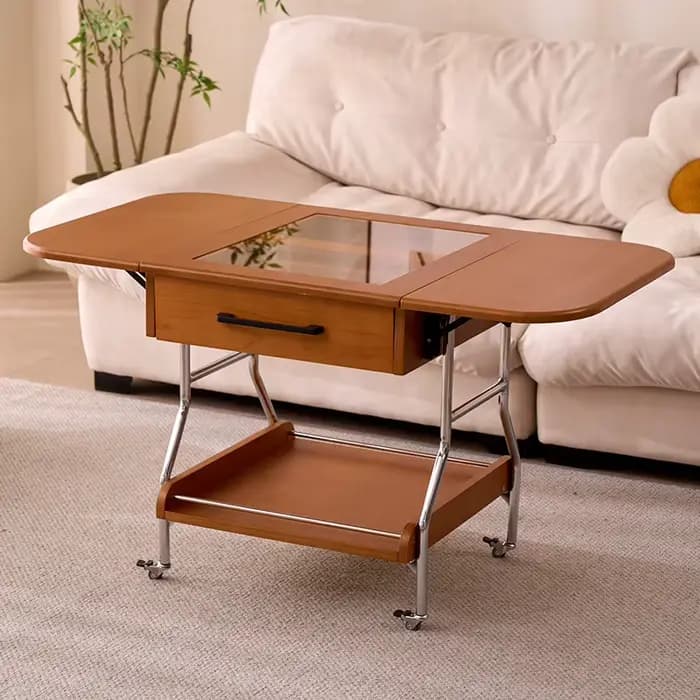 Tables basses rustiques Premium, rangement esthétique classique, Tables basses pliables, Design à ro