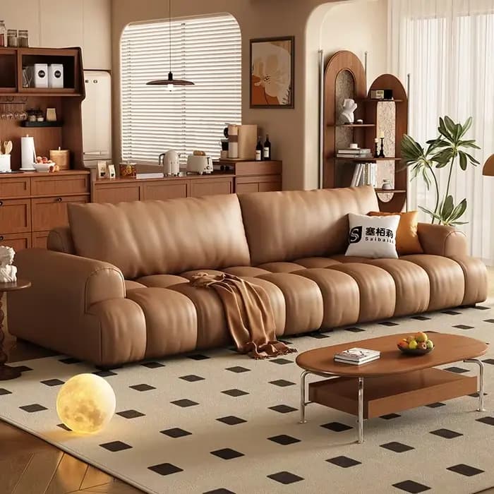 Beige européen salon canapés concepteur nordique moderne bouffées canapé salon pas cher concepteur D