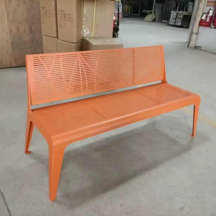 Banc de chaise d'extérieur orange en acier inoxydable