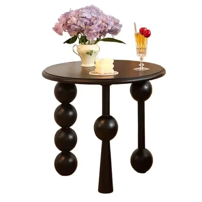 Table basse de luxe en noyer français, Table d'appoint ronde de rangement Vintage, Table de chevet d