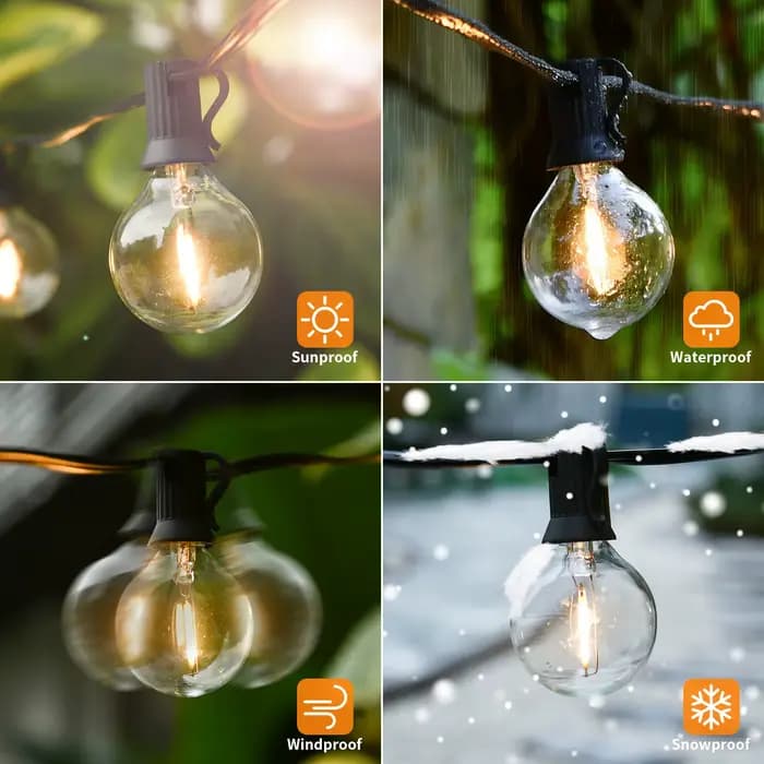 Guirlande lumineuse extérieure G40 LED 36 m avec 64 ampoules en plastique Guirlande lumineuse extéri