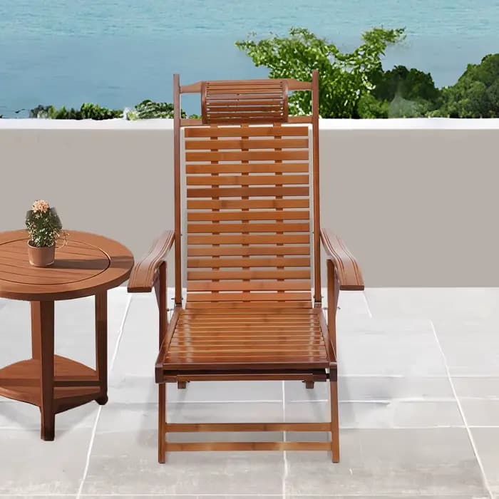 Dossier réglable de chaise longue pliante en bambou (Maximum 160 ° ) Chaise pliante avec marteau de 