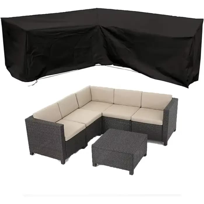 Housse de protection imperméable en forme de L pour canapé d'angle de jardin, bâche de protection ex