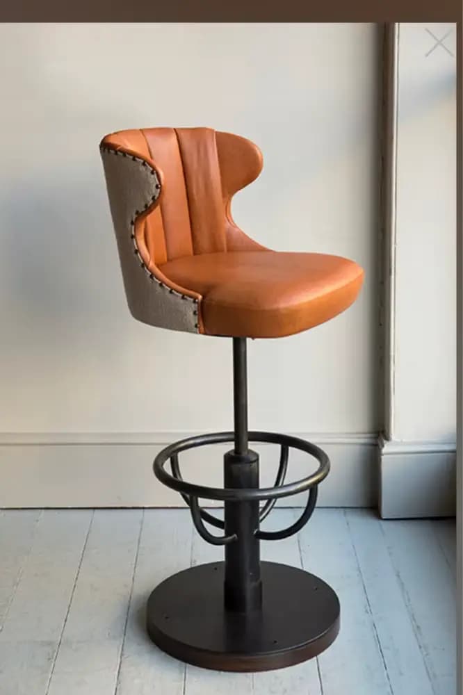Tabouret de bar personnalisé - Hauteur réglable, dossier rembourré en cuir pour une assise confortab