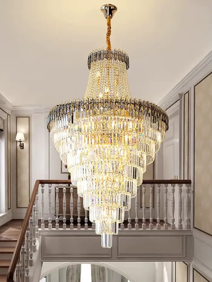 Duplex bâtiment Loft salon lustre en cristal Villa mi étage en porte-à-faux creux Mezzanine escalier