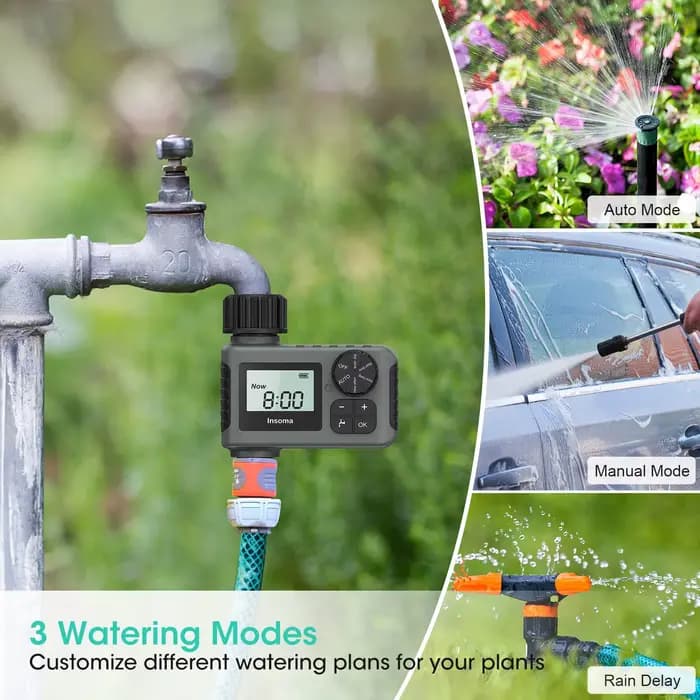 INSOMA-Système d'arrosage automatique intelligent, minuterie d'irrigation, écran LCD, IPX5, minuteri