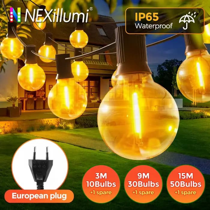 Guirlande lumineuse Globe LED G40 pour l'extérieur, ampoules en plastique IP65 de 3M/9M/15M, guirlan