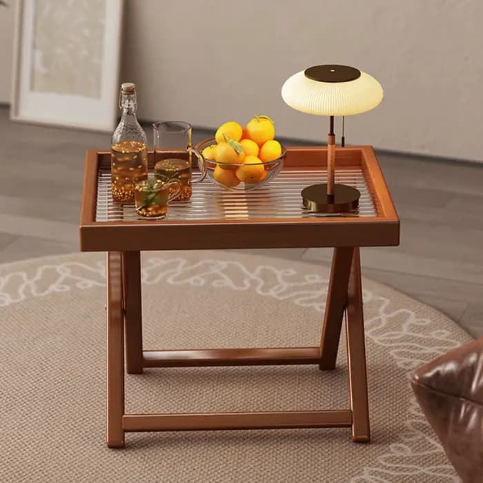 Table d'appoint pliante en bambou, Table de lit avec plateau TV Durable, petite Table d'appoint pour