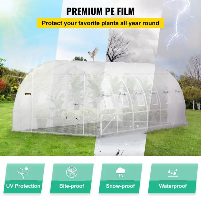 SucceBuy 20x10x7/15x7x7 pieds tunnel de marche serre plante maison chaude avec cerceaux en acier gal