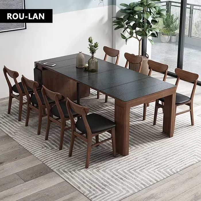 Table à manger pliante en ardoise nordique, chaise rétractable, petit appartement, maison