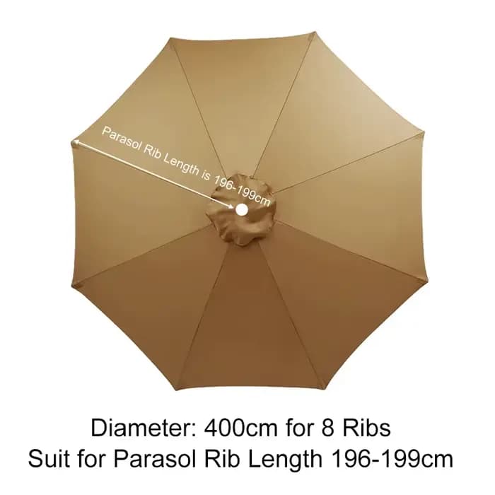 400 cm de diamètre Parasol haut tissu Parasol extérieur tissu remplaçable plage Patio banane sans su