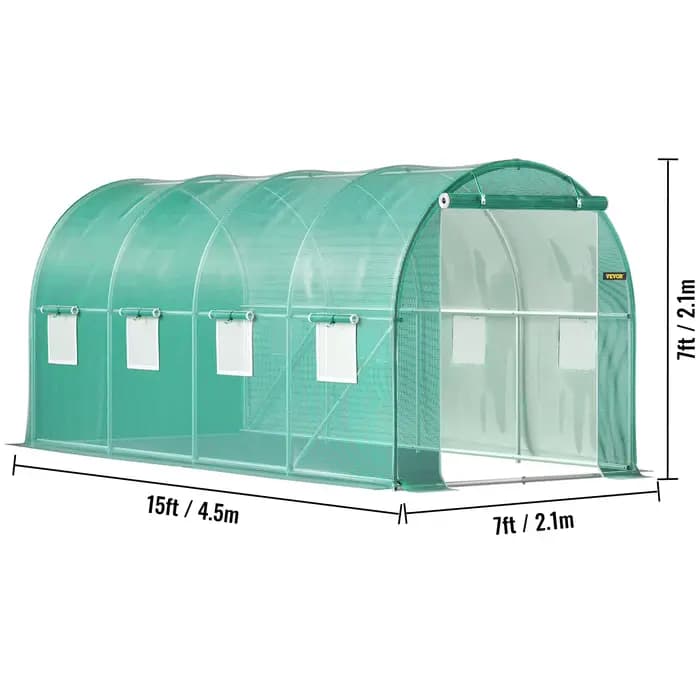 SucceBuy Cadre galvanisé pour serre tunnel de marche et couverture étanche 15x7x7/10x7x7/20x10x7/12x