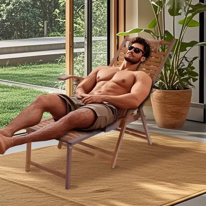 Dossier réglable de chaise longue pliante en bambou (Maximum 160 ° ) Chaise pliante avec marteau de 