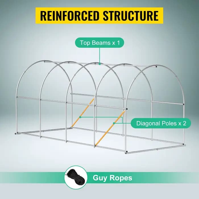 SucceBuy Cadre galvanisé pour serre tunnel de marche et couverture étanche 15x7x7/10x7x7/20x10x7/12x