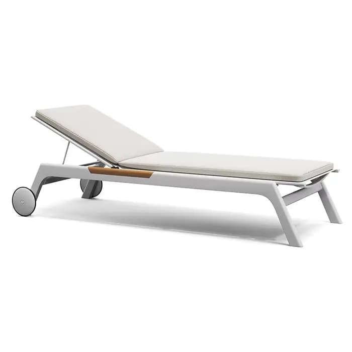 Chaise longue de piscine avec roue, nouveau Design, facile à déplacer, lit de repos extérieur avec é