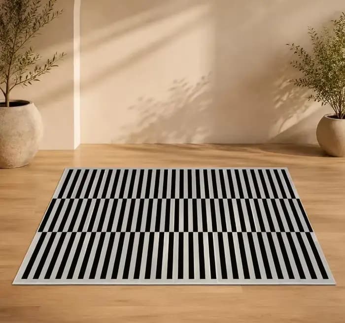 Tapis rayé rétro français, tapis en peluche pour salon, chambre à coucher, décoration minimaliste po