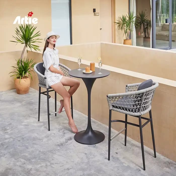 Ensemble de Patio, mobilier d'extérieur, Table de Bar ronde haute, mobilier de Restaurant de luxe mo