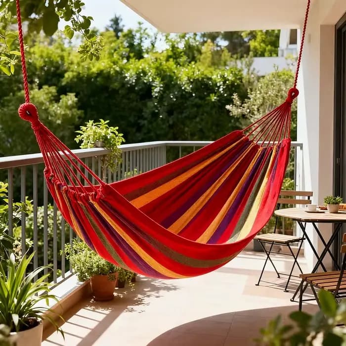 Hamac double portable robuste pour 2 personnes en toile de coton avec sangles d'attache aux arbres p
