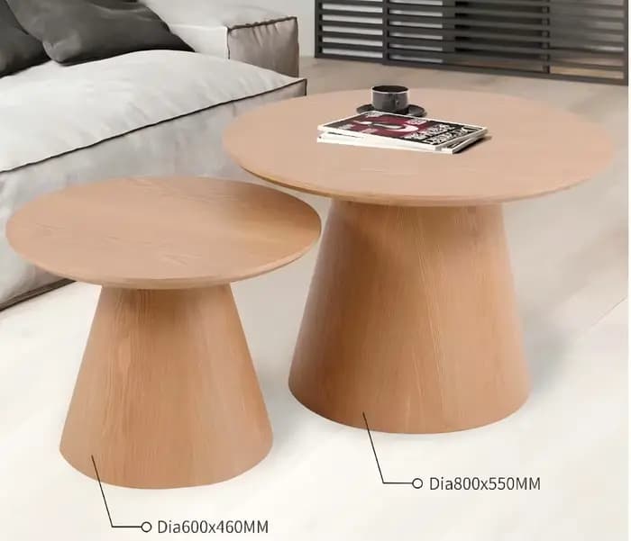 Salon de luxe rond en bois nordique grande Table basse à thé ensemble bois rustique