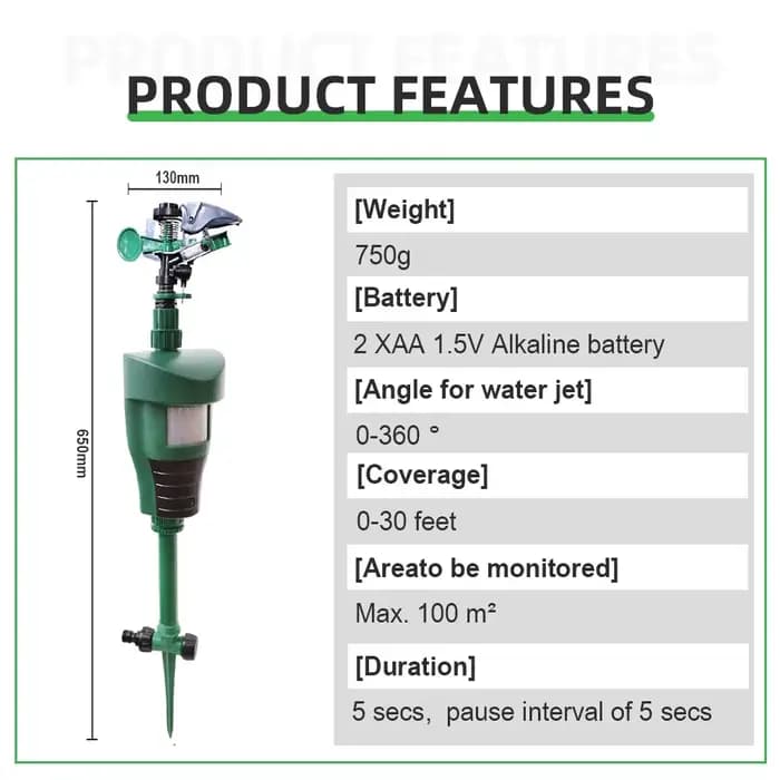 Mouvement Arroseur Antiparasitaire Jardin Antiparasitaire Jet Spray Oiseaux Répulsif Conduite Petits