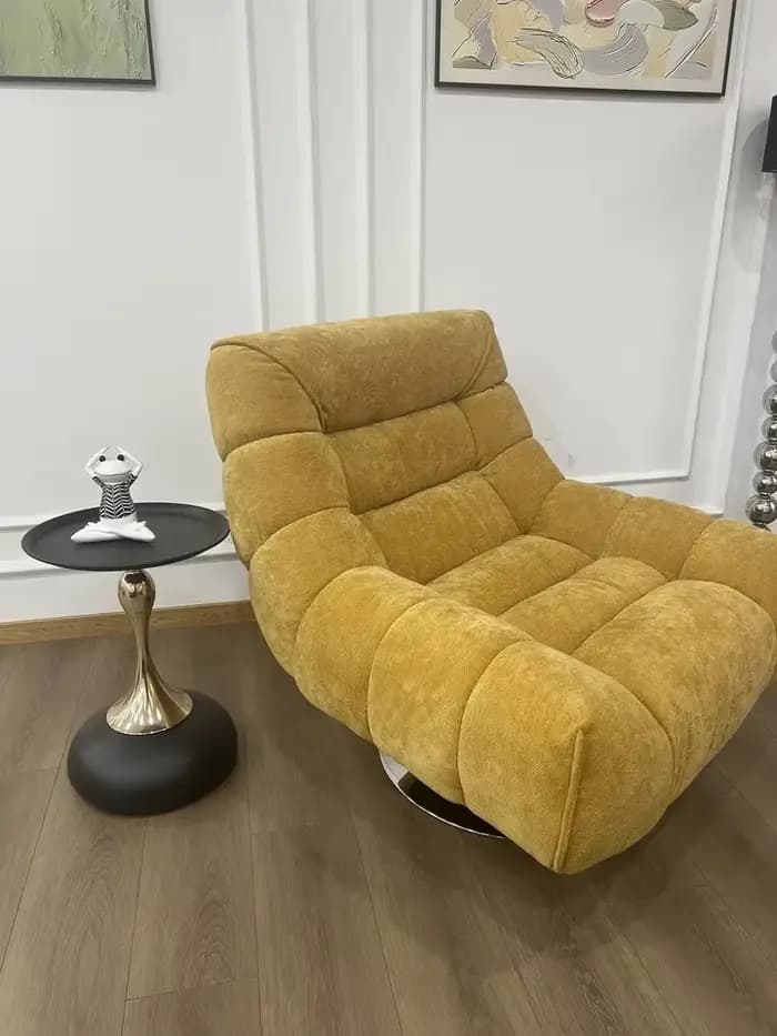 Fauteuil pivotant en chenille de luxe italien, design minimaliste, fauteuil d'appoint pour salon, ch