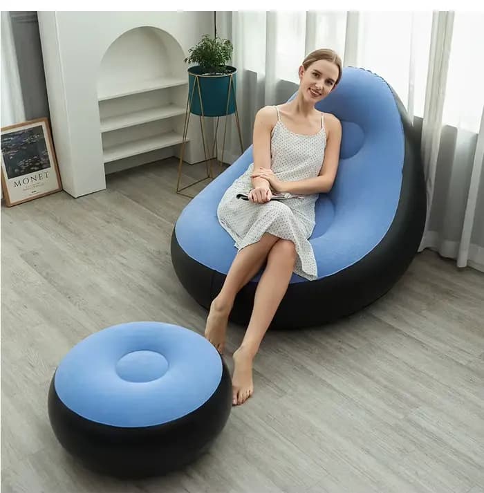 Chaise longue gonflable pour adultes, canapé paresseux Portable pliable avec tabouret, canapé d'air 