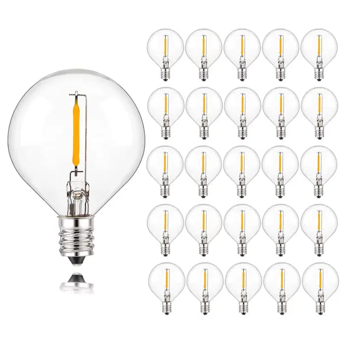 25 pièces Vintage G40 ampoule LED 1W E12 220V blanc chaud 2200K verre clair égal 7W chaîne à incande