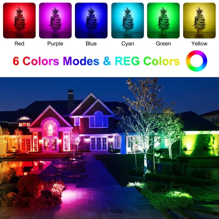 1/2/4/6 lumières RGB projecteur solaire IP65 étanche lumière solaire extérieure lumière de jardin po