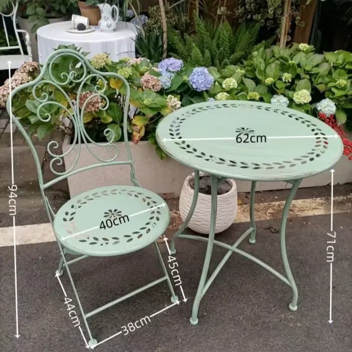 Silla Plegable américain rétro vieux motif creux chaise en fer forgé pliable cour extérieure Villa l