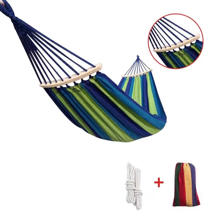 Hamac Double, hamac Portable en coton avec sac de transport, Camping parfait, Patio extérieur/intéri