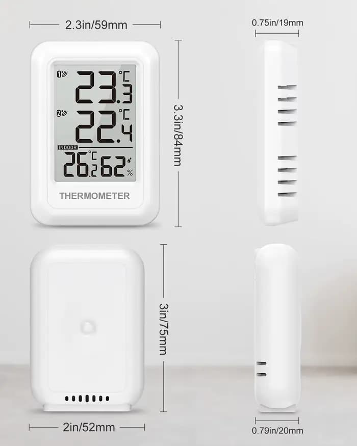 ORIA Thermomètre extérieur Hygromètre intérieur sans fil Thermomètre d'ambiance numérique avec 2 cap