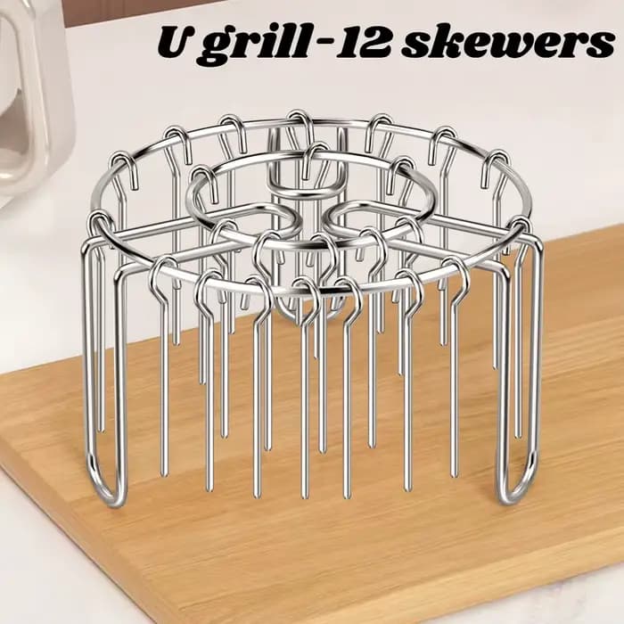 Support vertical en acier inoxydable pour fers à brochettes (12/24/48 brochettes) pour friteuse à ai