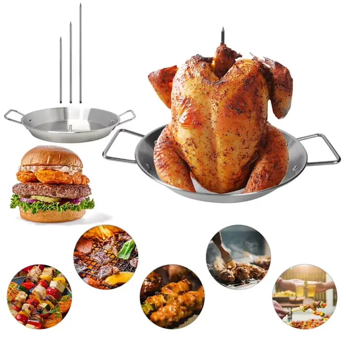 Support de grillade vertical avec brochettes amovibles en acier inoxydable, rôtissoire verticale pou