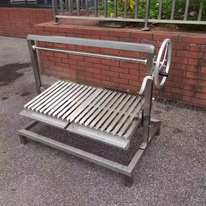 Grill argentin Santa Maria en acier inoxydable de 40 pouces, barbecue au charbon de bois avec systèm