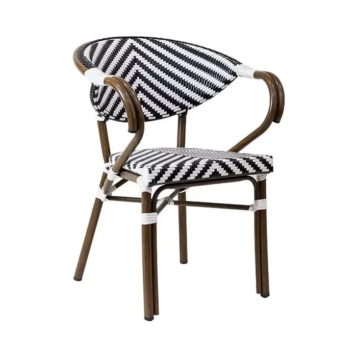 Chaise en rotin tressé de style européen pour extérieur, café, restaurant, hôtel, chaise à dossier p