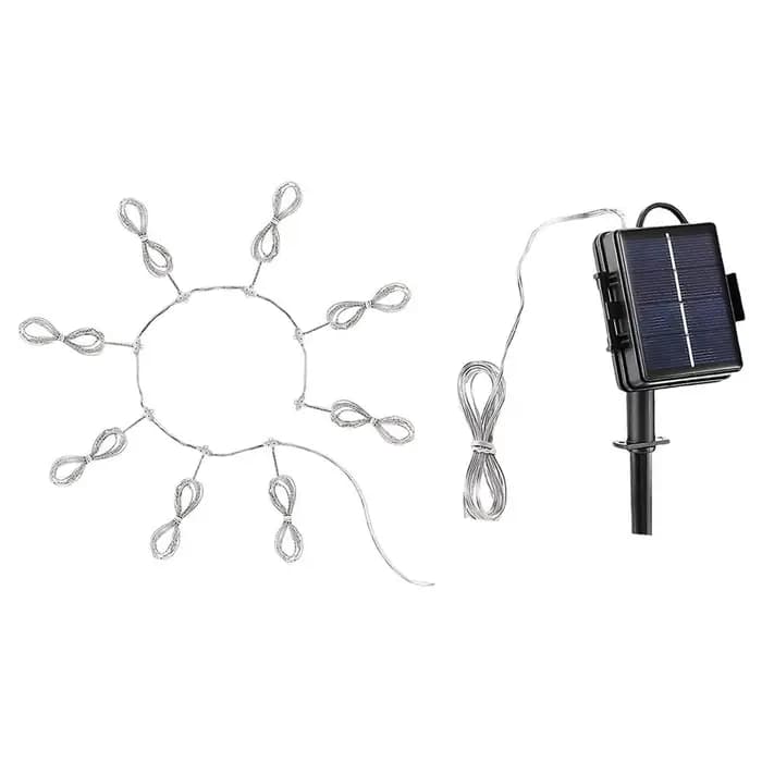 Guirlande solaire pour parapluie, 104 LED, avec 8 modes d'éclairage, éclairage extérieur étanche, dé